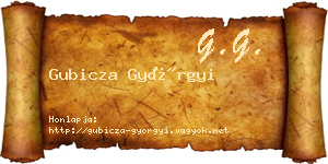 Gubicza Györgyi névjegykártya